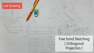 How to draw Free hand sketching neatly  Orthographic Projection  Engineering Graphics  Tamil [upl. by Otokam]