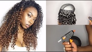 How To Make A Half Cap Wig Less Then 30 minutes hot gun glue method [upl. by Ysnat]