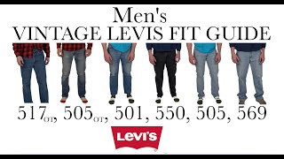 Mens Vintage Levis Fit Guide 505 501 569 517 505ot 550 [upl. by Eugaet]