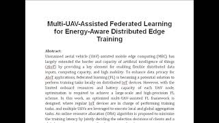 Multi UAV Assisted Federated Learning for Energy Aware Distributed Edge Training [upl. by Ahsyen]