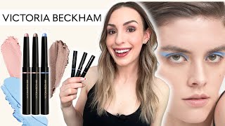 VICTORIA BECKHAM BEAUTY EYEWEAR 💙 NEW SPRING SHADES Ballet Cornflower Shroom  Swatches amp Review [upl. by Erbas]