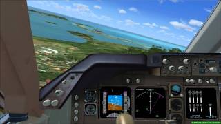 FSX PMDG 747 Landing  RWY 27 St Martin  Sint Maarten TNCM Cockpit view 1080p [upl. by Hsak]