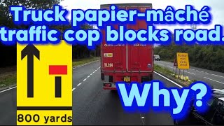 truck driver deliberately blocks road to stop merge in turn working on a dual carriageway [upl. by Ellemac399]