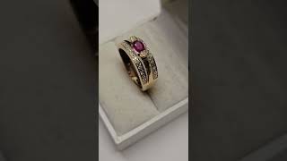 187 mm Goldring Ring Gold 333 Rubin amp kleinste Diamantsteinchen Vintage elegant GR302 [upl. by Gerard213]