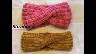 140 Stirnband stricken mit Zopf auch für AnfängerTutorial Handarbeit [upl. by Olonam752]