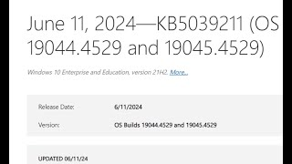 Cumulative Update for Windows 10 Version 22H2 for x64 based Systems KB5039211 [upl. by Ibok130]