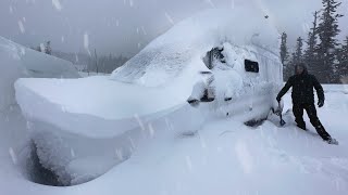 Surviving an EPIC SNOWSTORM in a VAN  Craziest Blizzard Yet Buries my Van [upl. by Procto920]