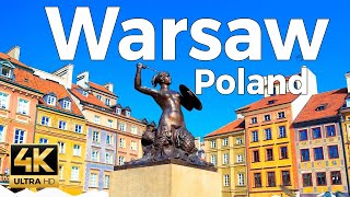 Warsaw Poland Walking Tour 4k Ultra HD 60 fps  With Captions [upl. by Larner]