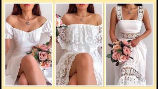 Hermosos vestidos blancos para casarte o para lucir siempre divina de blanco 💐 te encantarán 😍 [upl. by Hamlani]