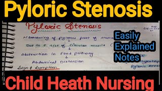 Notes Of Pyloric Stenosis in Child Health Nursing Pediatrics in Hindi Bsc Nursing Gnm [upl. by Muire]