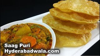 Restaurant Style Saag Puri  How to Make Delicious Saag Poori at Home  Easy Quick amp Simple [upl. by Nuajed]