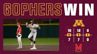 Highlights Gopher Baseball Wins Slugfest at 23 Maryland [upl. by Ansaev]