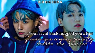 •Your rival back hugged you after seeing you crying silently inside the janitor•Jungkook Oneshot [upl. by Nyra]