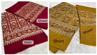 New arrival  Pashmina Kashmiri Embroidery 3pcs suit  Embroidered shirt  Boti Embroidered shawl [upl. by Lerner637]