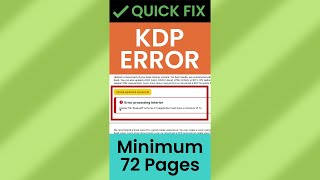 Fix KDP Error  Minimum 72 Pages [upl. by Seth]