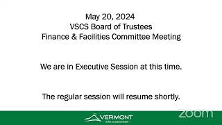 VSCS Board of Trustees FampF Meeting  May 20th 2024 [upl. by Helali]