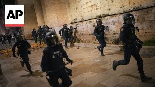 Clashes erupt in Valencia as Spaniards demand resignation of regional leader [upl. by Norreht129]