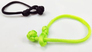 一條繩子的單結手環 衝浪手環 傘繩編織 幸運繩 中國結 How to Make a Single Strand Knot and Loop Paracord Friendship Bracelet [upl. by Perri]