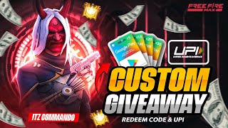 FREE FIRE LIVE  REEDEM CODE GIVEAWAY 🤑💎FF LIVE GIVEAWAY  CUSTOM ROOM  FF GIVEAWAYSgiveaways [upl. by Elin]