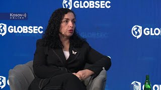 Prag Kosovska predsednica Osmani na GLOBSEC forumu [upl. by Howlan]