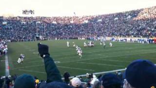 Notre Dame vs Tulsa 103010  Game ending enzone interception [upl. by Hattie885]