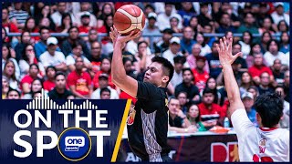 Rey Nambatac shakes off nerves to help TNT to Finals Game 1 win vs Brgy Ginebra  OSOnTheSpot [upl. by Rufina]