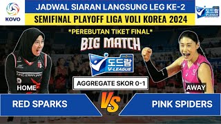 JADWAL LIVE  RED SPARKS VS PINK SPIDERS  SEMIFINAL PLAYOFF LEG KEDUA  LIGA VOLI KOREA 2024 [upl. by Greenleaf]