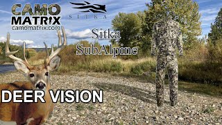 Sitka SubAlpine hunting camo in Human and Deer Vision on 14 Backgrounds [upl. by Alleroif]