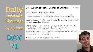 Daily LeetCode Challenge Day 71 Sum of Prefix Scores of Strings [upl. by Hylan874]