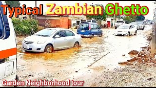 Typical Zambian ghetto Tour part 2  Garden Neighborhood in Lusaka Zambia ghetto slums [upl. by Nomzzaj]