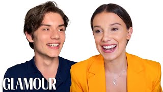 Millie Bobby Brown and Louis Partridge Take a Friendship Test  Glamour [upl. by Jews]