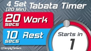 4 Set Full Tabata Workout Interval Timer 20 sec  10 sec 20 Minute Workout [upl. by Etienne]