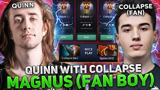 QUINN with COLLAPSE MAGNUS FAN on HIGH MMR GAME  QUINN tests DRAGON KNIGHT MID in 735B DOTA 2 [upl. by Cara]