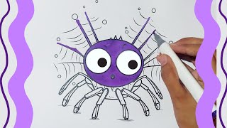 Coloring a Cute Spider 🕷 Fun amp Easy Coloring for Kids drawing kids halloween [upl. by Shaylah]