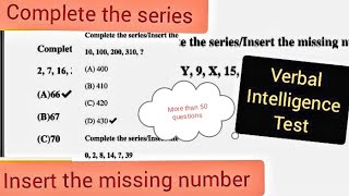 complete the series insert the missing number verbal intelligence test verbalintelligencetest [upl. by Venu323]