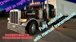 Driving Peterbilt 389 in night Fully modified manual transmission 😍 [upl. by Junie]