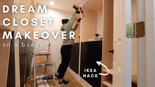 DIY Dream Closet Makeover On A Budget Part 1  Closet On A Budget  IKEA Hack [upl. by Tiny857]