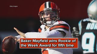 Browns QB Baker Mayfield wins Rookie of the Week Award for fifth time [upl. by Sand234]