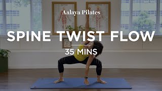 Spine Twist Flow  Pilates Matwork Level 2  35 mins  Full body workout for the legs butt amp core [upl. by Ylurt]