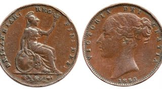 GB Victoria 1853 Farthing Coin VALUE  REVIEW  BRITTANIAR [upl. by Merrielle]