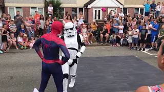 The Best Spiderman amp StormTrooper dance off Ever Boogie Storm [upl. by Noland625]