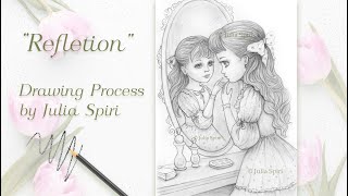 Beauty in Pencil Drawing Capturing the Essence of a Girl Reflection [upl. by Ruhtua]