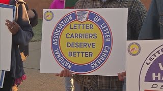 Local USPS letter carriers rally for better wages [upl. by Ahsil950]