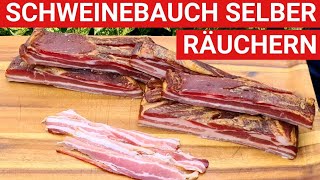 ♨️ GRILLBLITZ Bauchspeck selber räuchern Bacon Schweinebauch kalträuchern Anleitung Schinken [upl. by Behl]