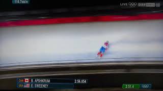 Olympia 2018 Rodeln Luge Damen Women Sturz Crash Emily Sweeney USA [upl. by Nehemiah]