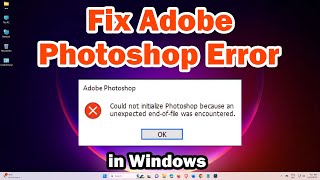 Photoshop error  Could not initialize Photoshop because an unexpected endoffile was encountered [upl. by Elberta]