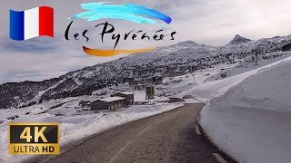 DRIVING Western PYRENEES with SNOW distrit of OloronSainteMarie FRANCE I 4K 60fps [upl. by Camarata]