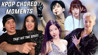 Waleska amp Efra react to kpop choreography moments that hit the spot ft Seventeen New Jeans BTS [upl. by Tratner48]