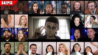 Attack on Titan Season 4 Episode 13 Reaction Mashup  進撃の巨人 [upl. by Arrik]