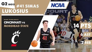 Simas Lukosius Cincinnati Bearcats vs Morehead State Eagles NCAA BIG12 basketball highlights  G2 [upl. by Gracia]